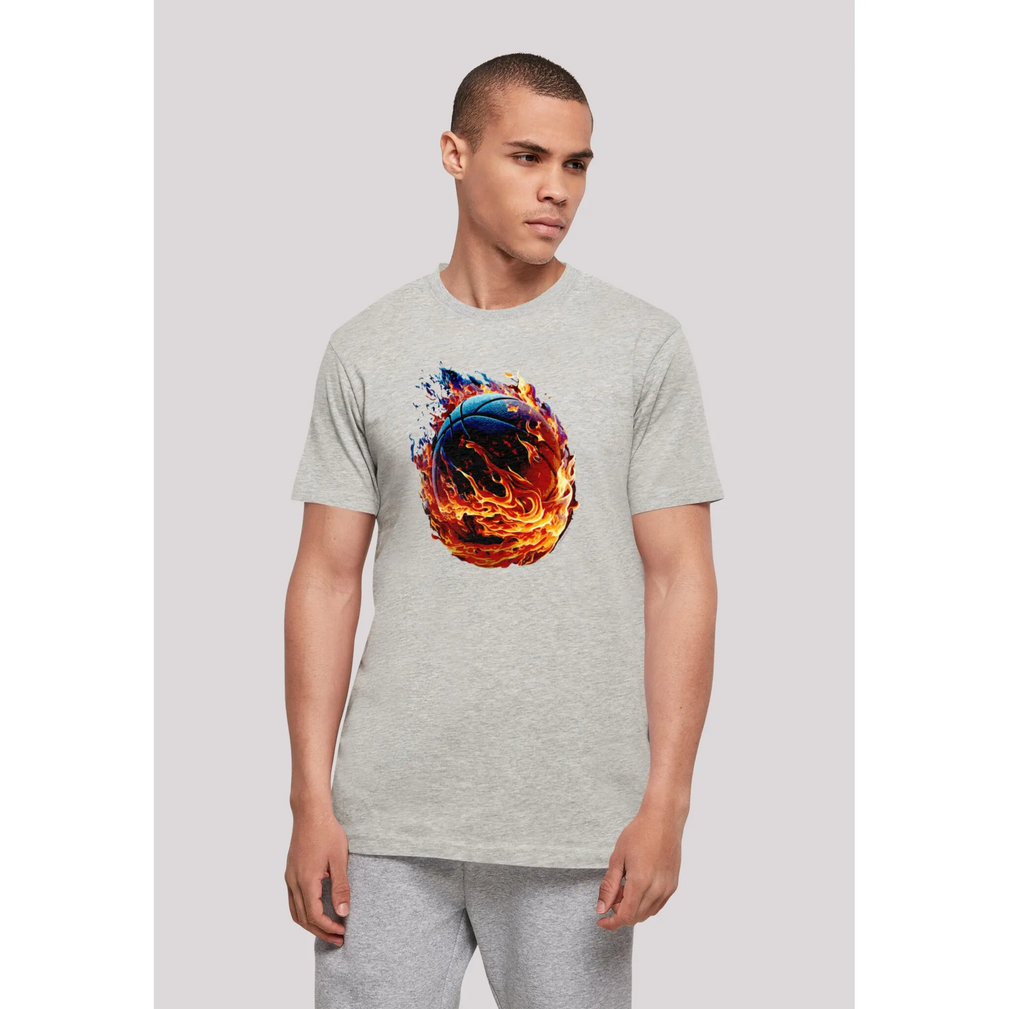 

F4NT4STIC Футболка "Basketball On Fire Sport UNISEX", принт, серый