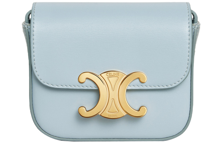 

Сумка через плечо мини Triumph Gate Triomphe из яркой телячьей кожи цвета ледяной голубой CELINE