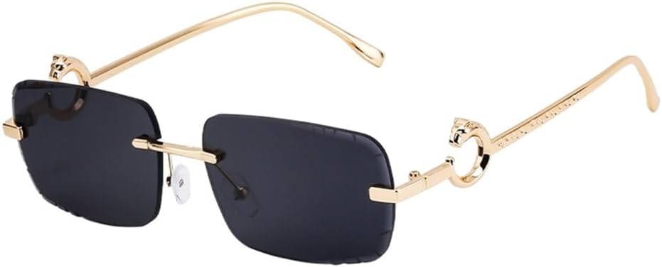 

Солнцезащитные очки в прямоугольной оправе для мужчин и женщин, роскошные винтажные солнцезащитные очки без оправы для мужчин, ретро металлические очки LVTFCO, C1goldgray