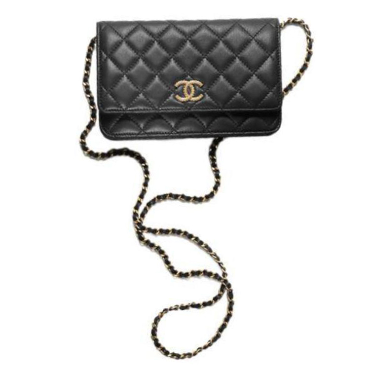 

Сумка через плечо из овчины WOC, черная женская сумка кроссбоди CHANEL