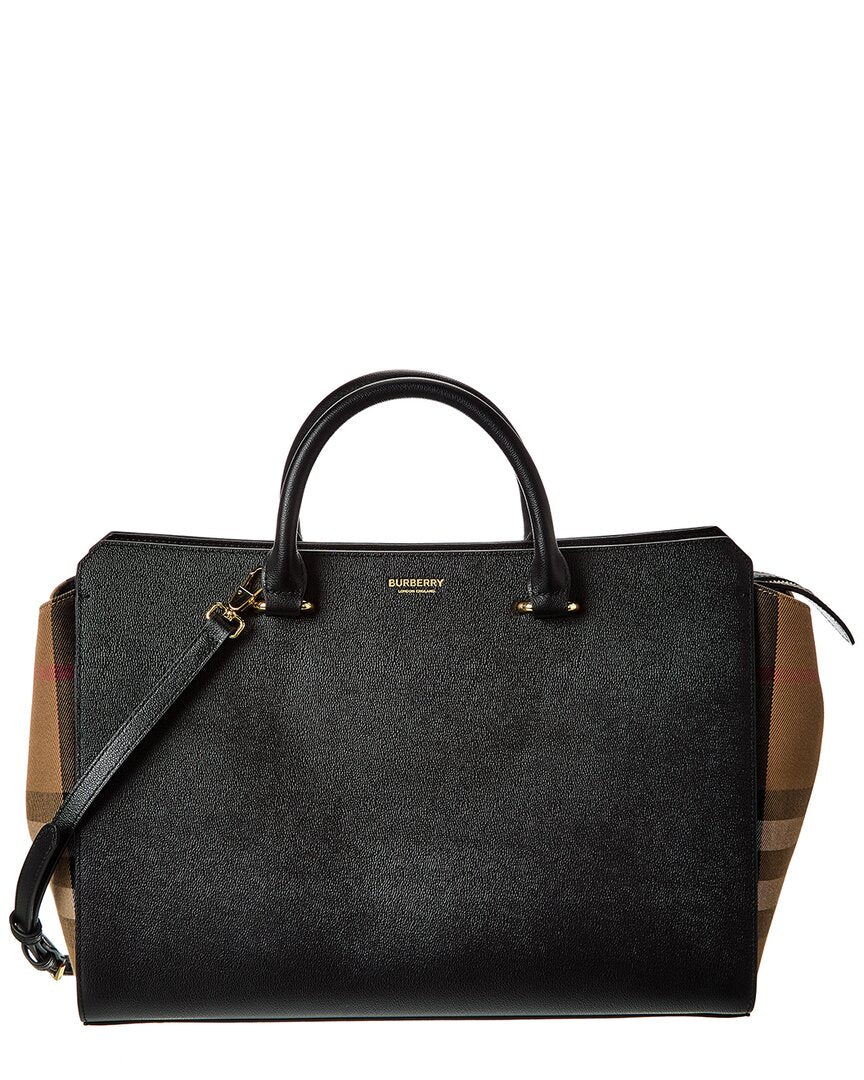 

Сумка-портфель Burberry Banwell среднего размера из кожи и клетчатого холста Burberry, черный