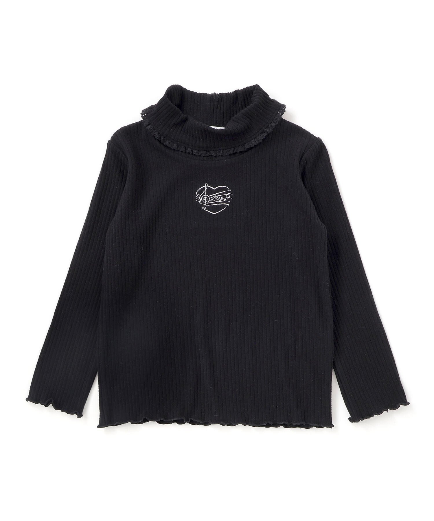 Кружевной топ с высоким воротником и вышивкой в виде сердечек (80–130 см) SLAP SLIP, Black — фото 2