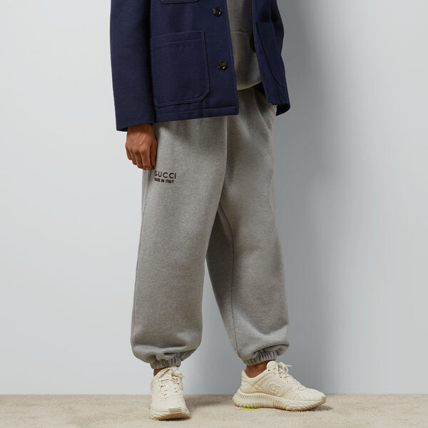 Брюки cotton sweattrouser with print 'grey' Gucci, серый — фото 3