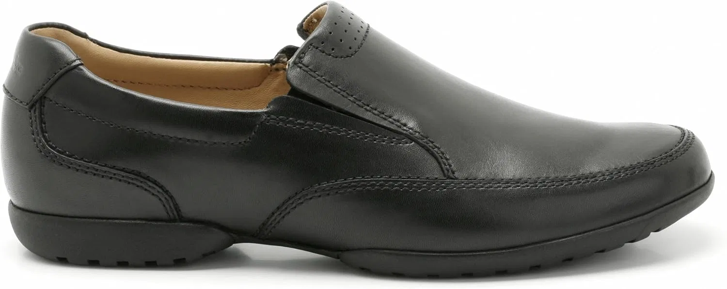 Мужские кожаные туфли Clarks Recline Free, вневременная классика - черные — фото 3