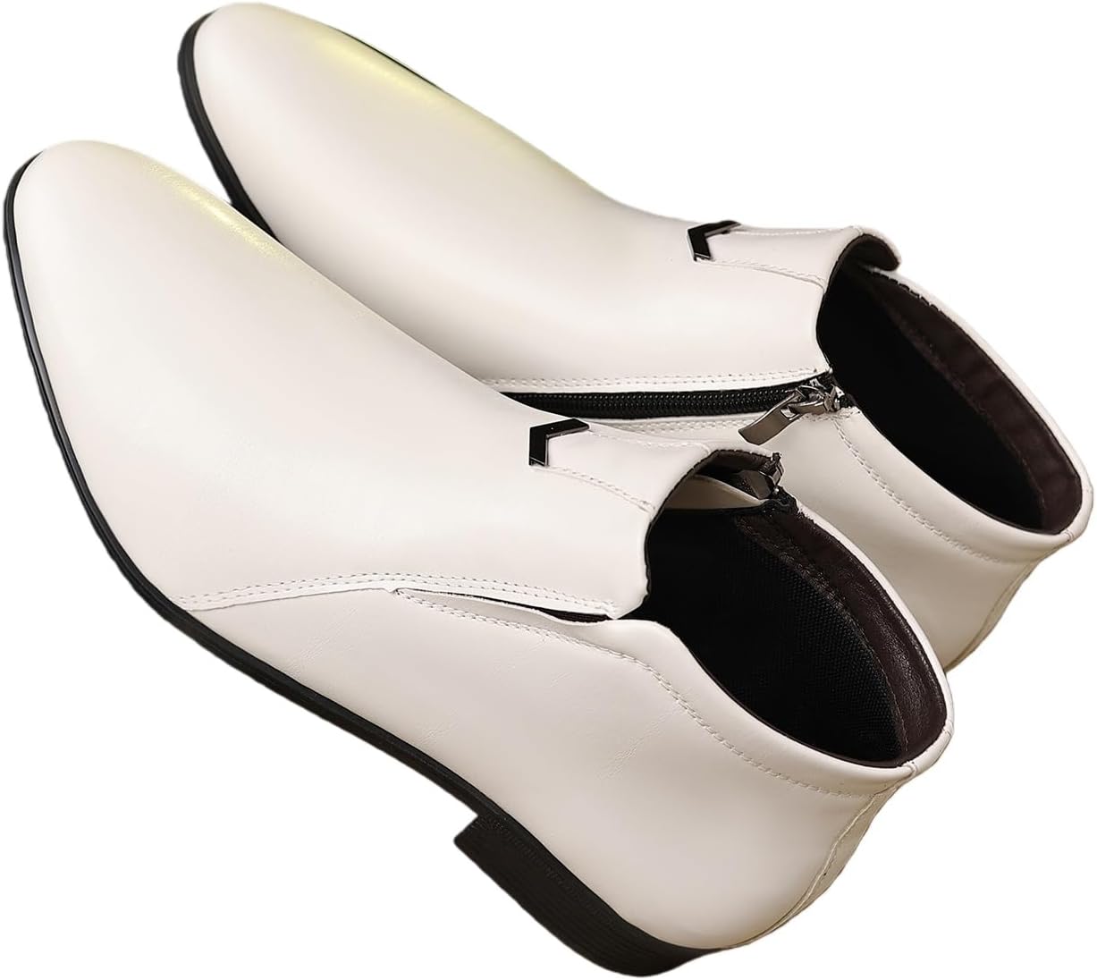 

Мужские ботинки Челси с заостренным носком, боковой молнией и кожаной отделкой, классические модельные ботинки на щиколотку для делового повседневного стиля, на молнии, челси с противоскользящей резиновой подошвой Kelibasi, белый