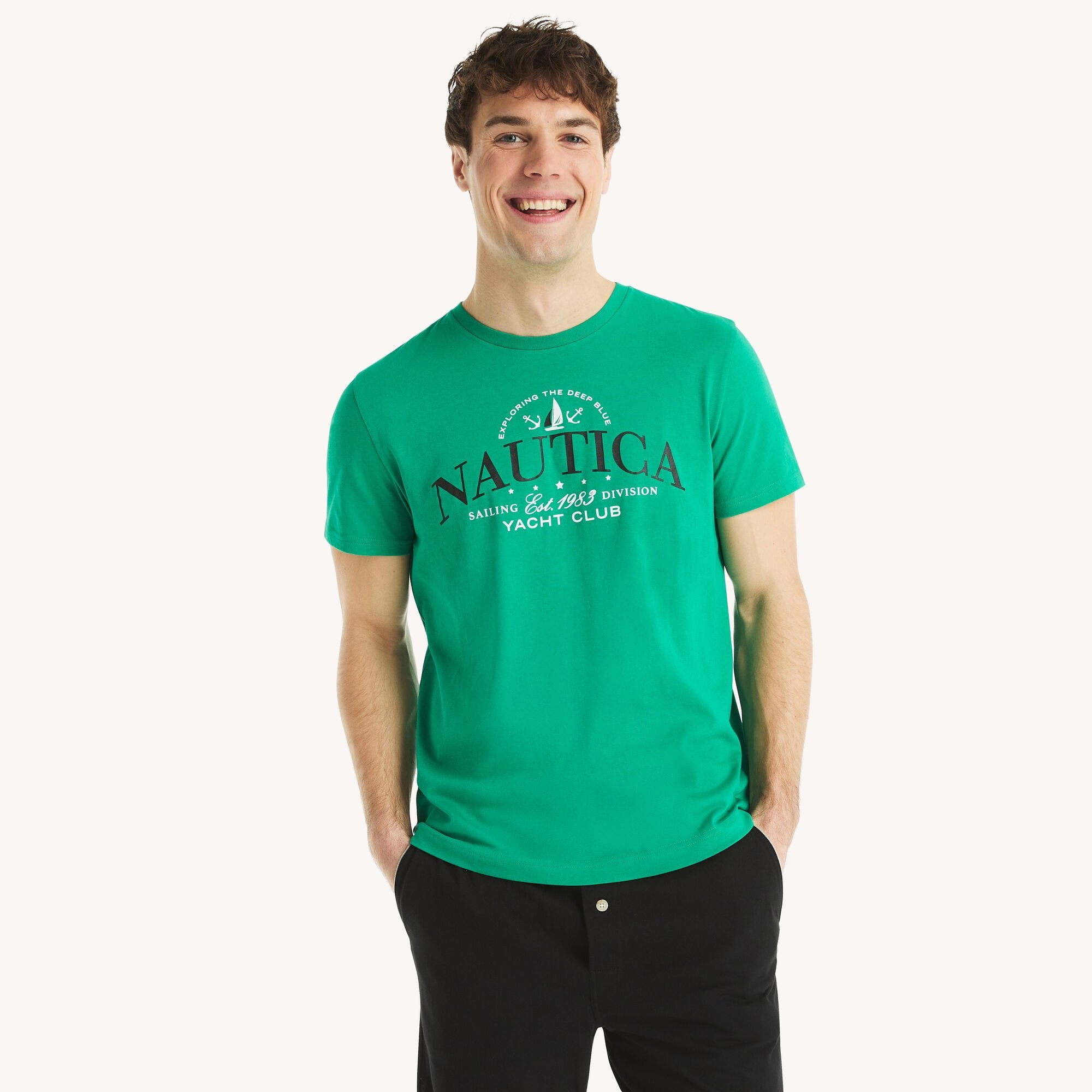 

Футболка с рисунком яхт-клуба Nautica Mens, цвет pepper green