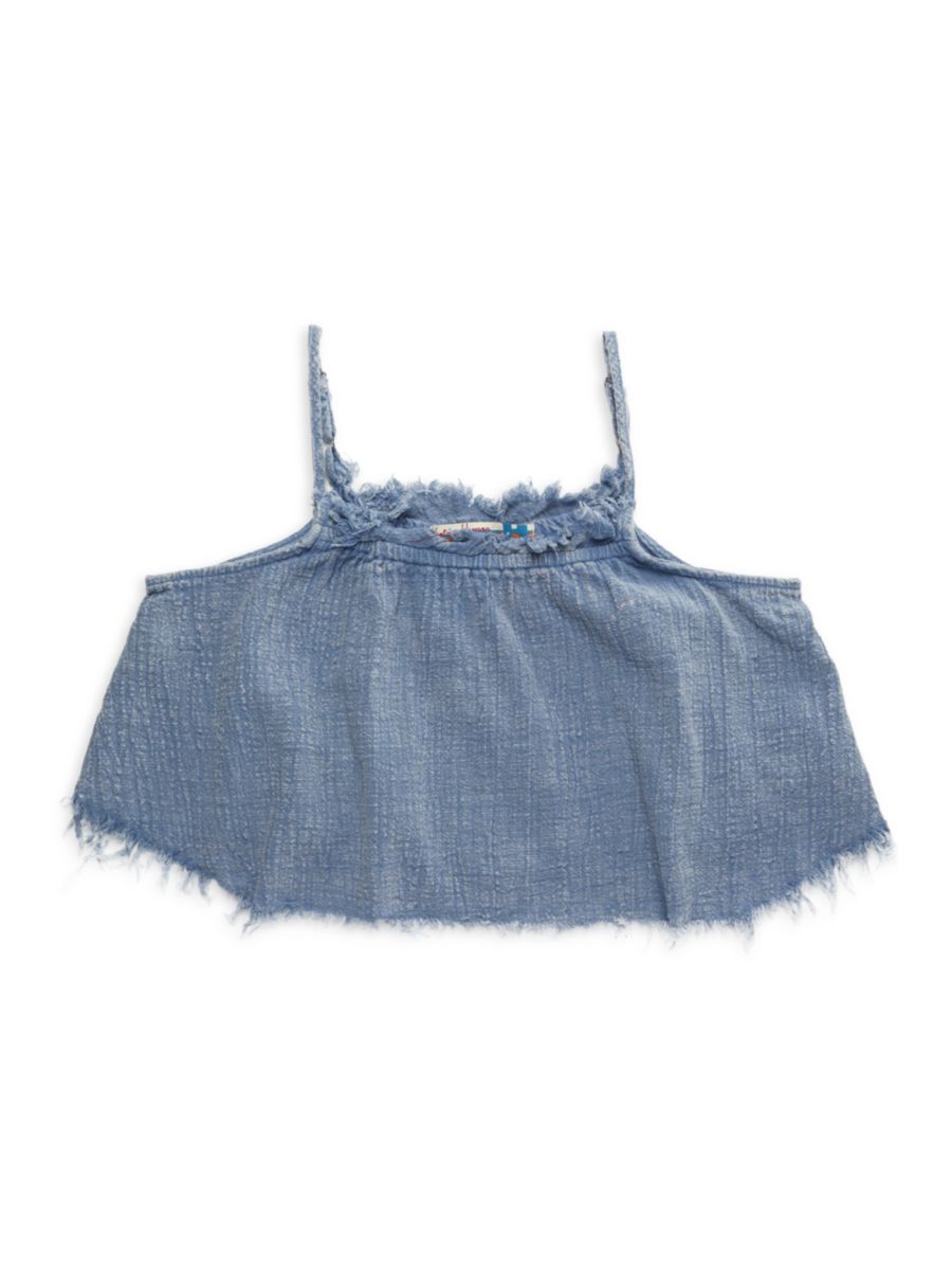 

Текстурированный топ-комбинация с бахромой для девочек Vintage Havana, цвет Washed Denim