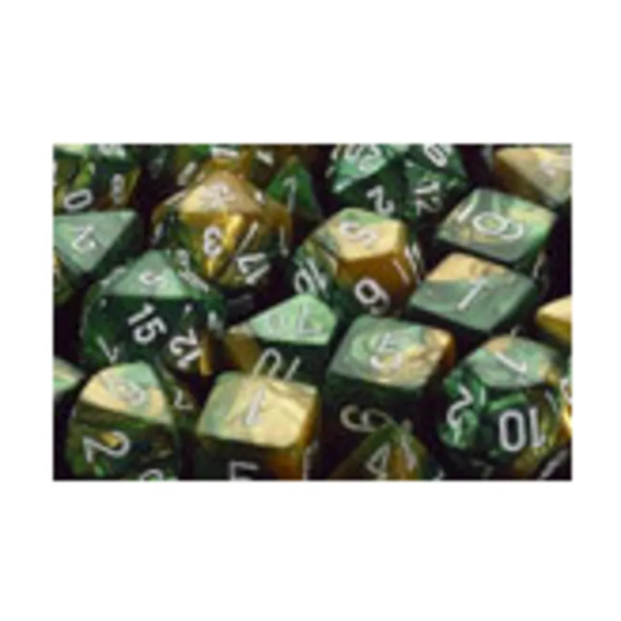 

d6 16 мм золотисто-зеленый с белым (12), Dice - Gemini - d6 16mm (Chessex)