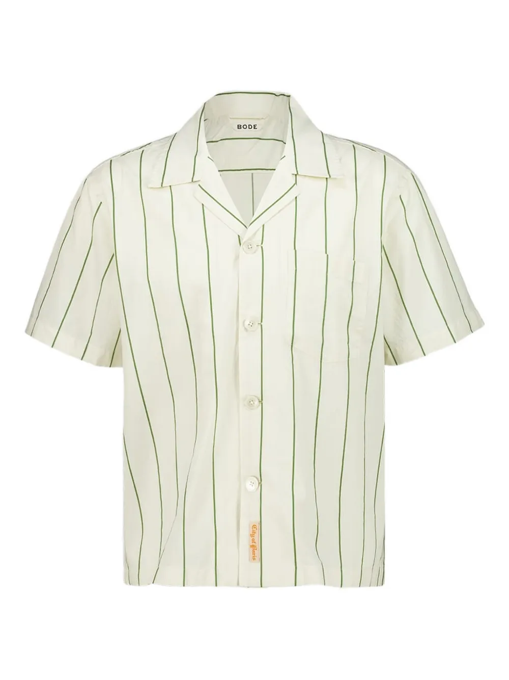 

Светло-зеленая полосатая рубашка с коротким рукавом Bode, нейтральный