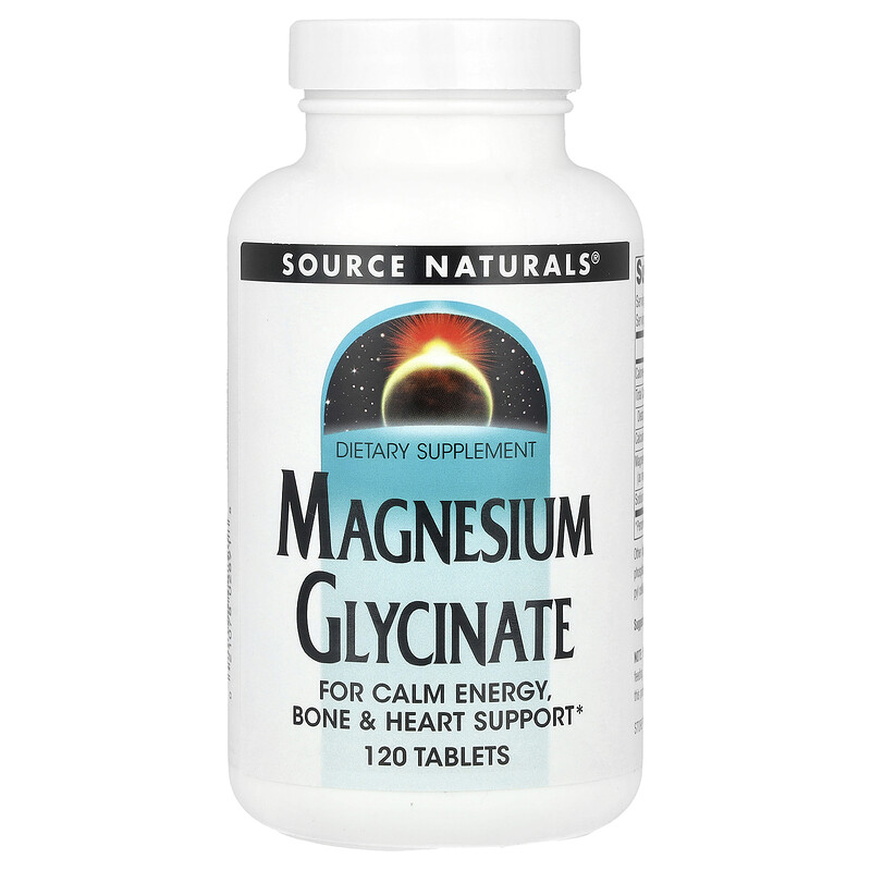 

Source Naturals, Глицинат магния, 120 таблеток