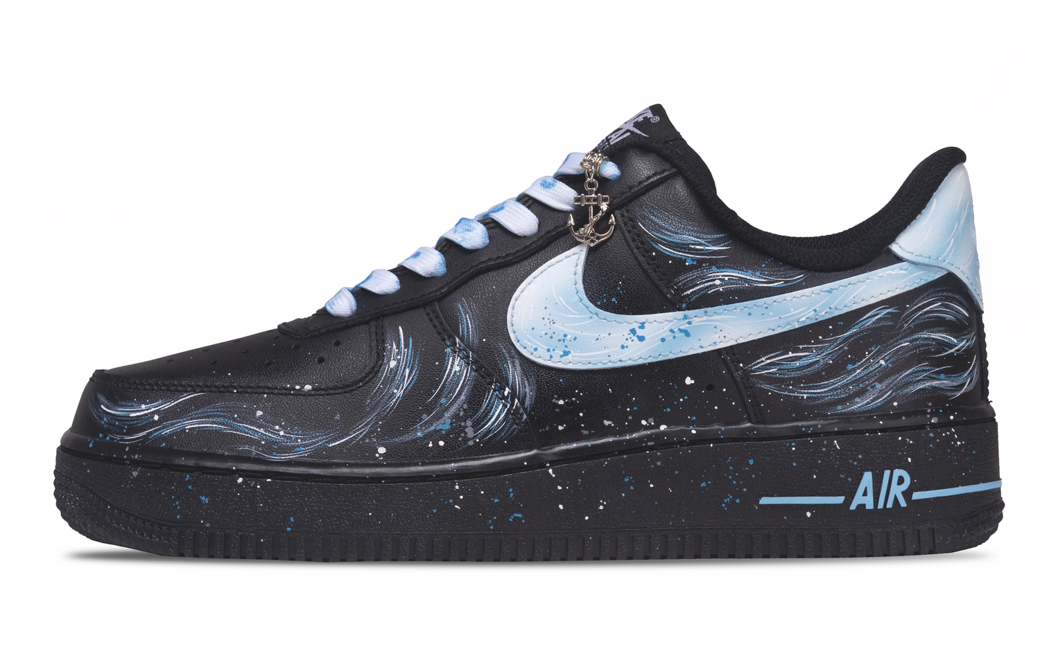Nike Кроссовки для скейтбординга Air Force 1 Galaxy Realm Abrasion Resistant Low top Unisex черно-синие — фото 3