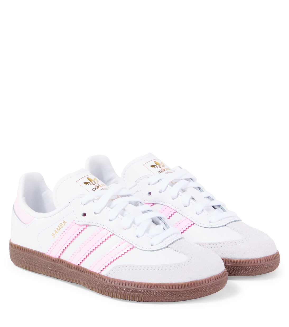 

Кроссовки Samba из замши и кожи Adidas Originals Kids, Ftwr White/Clear Pink/Gum 5