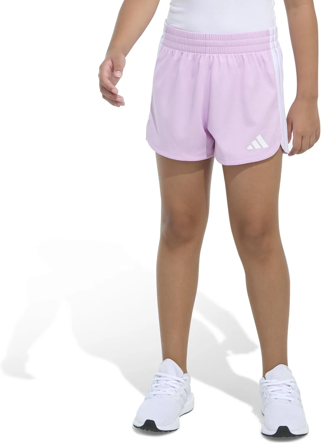 Шорты для девочек с 3 полосками adidas, цвет Bliss Lilac — фото 3