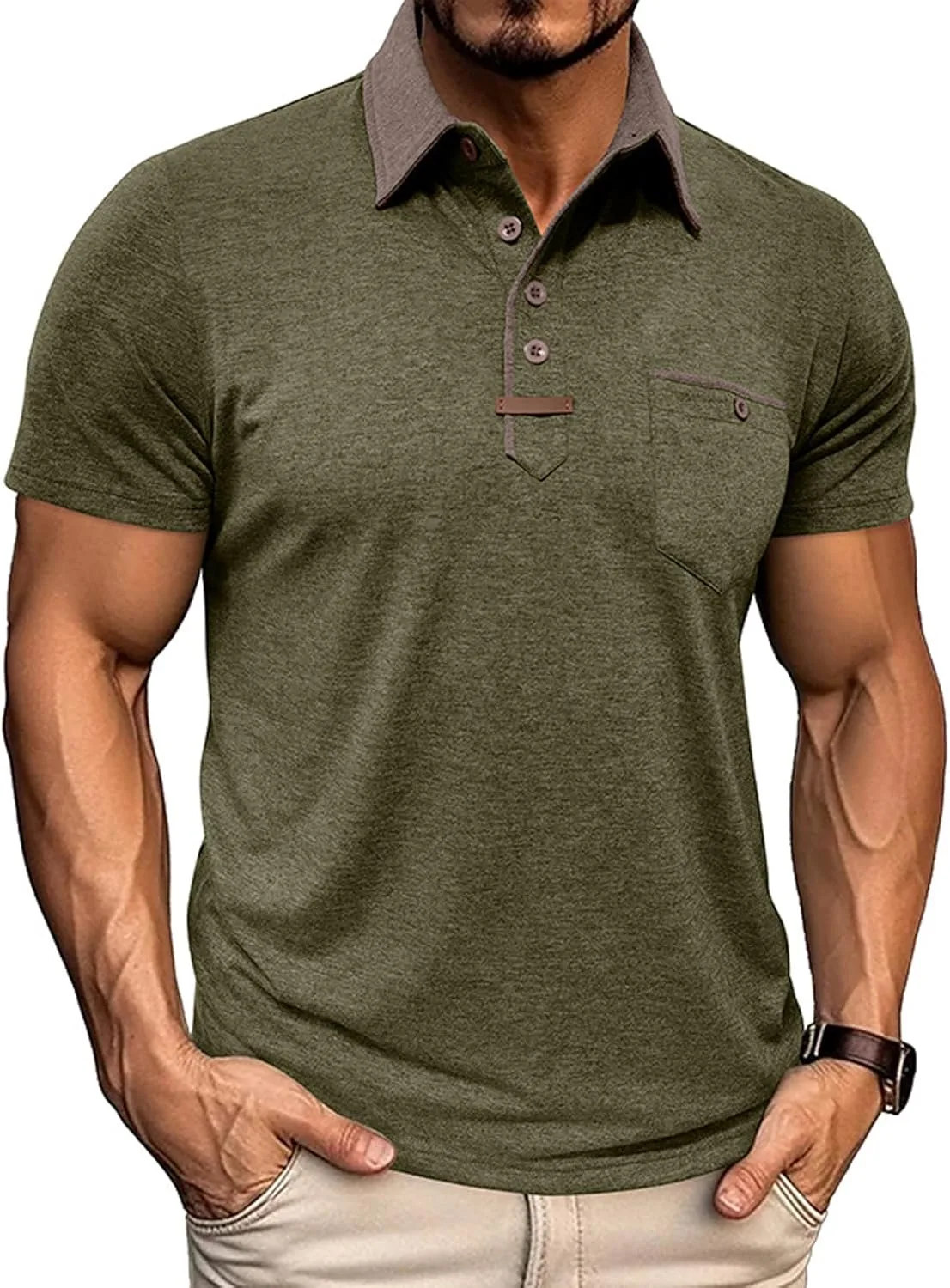 

Мужская поло с коротким рукавом и карманом HswsEJ