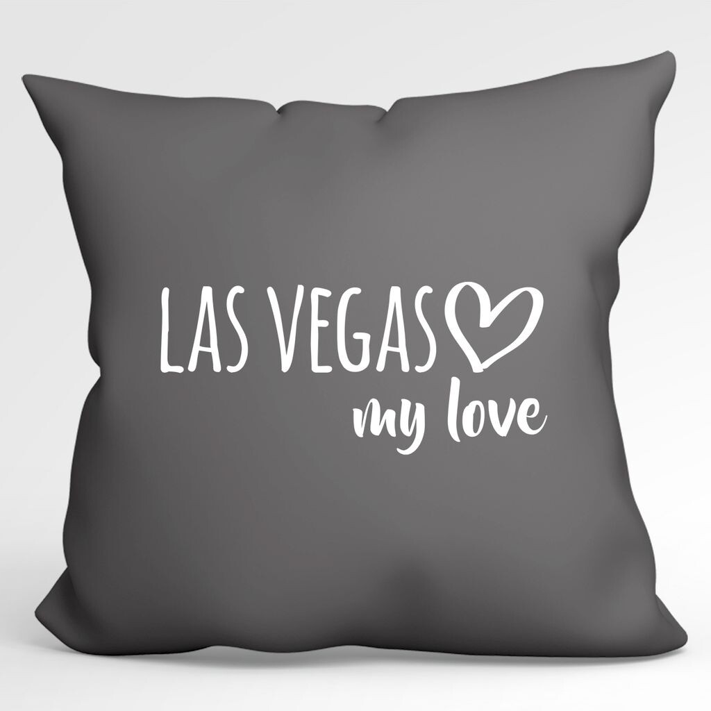 

Huuraa Pillow Las Vegas my love декоративная подушка с наполнителем размер 40х40см Серый стальной для всех любителей Лас-Вегаса США идея подарка для друзей и семьи Hellweg Druckerei