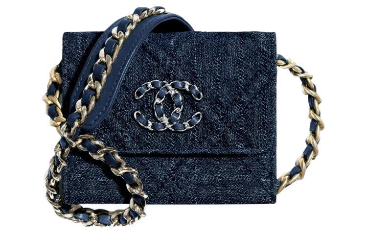 

CHANEL Джинсовый кошелек для монет Универсальная сумка через плечо Темно-синяя наплечная сумка