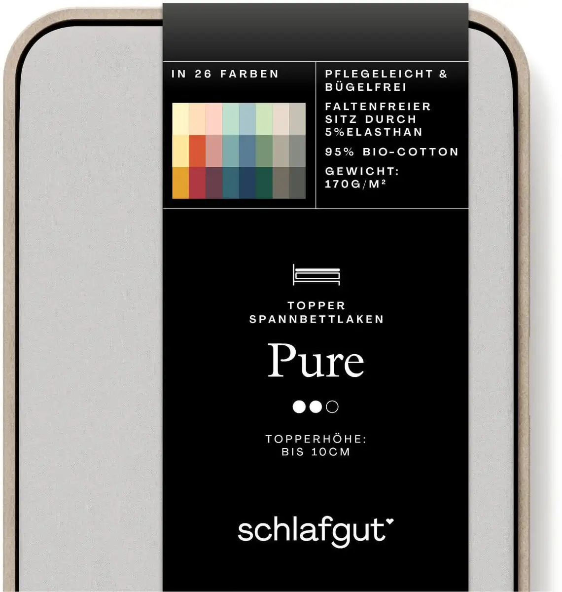 

Простыня Schlafgut "PURE TOPPER" хлопковая 180-200х200-220 см, 1 шт., серый