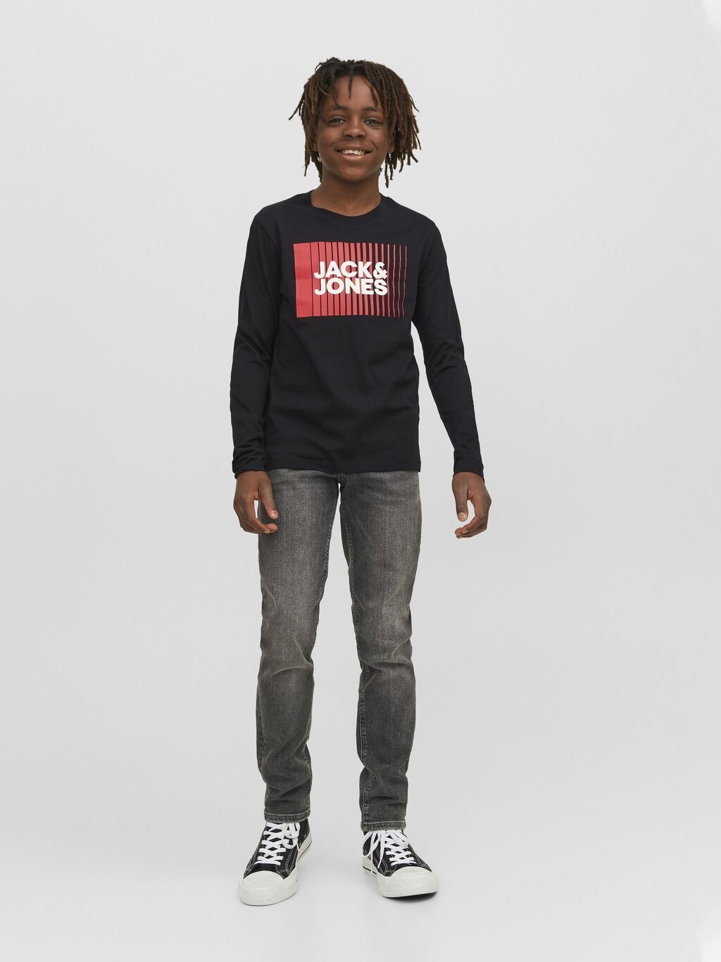 Топ с длинными рукавами JJECORP LOGO PLAY O NECK Jack & Jones Junior, цвет black — фото 2