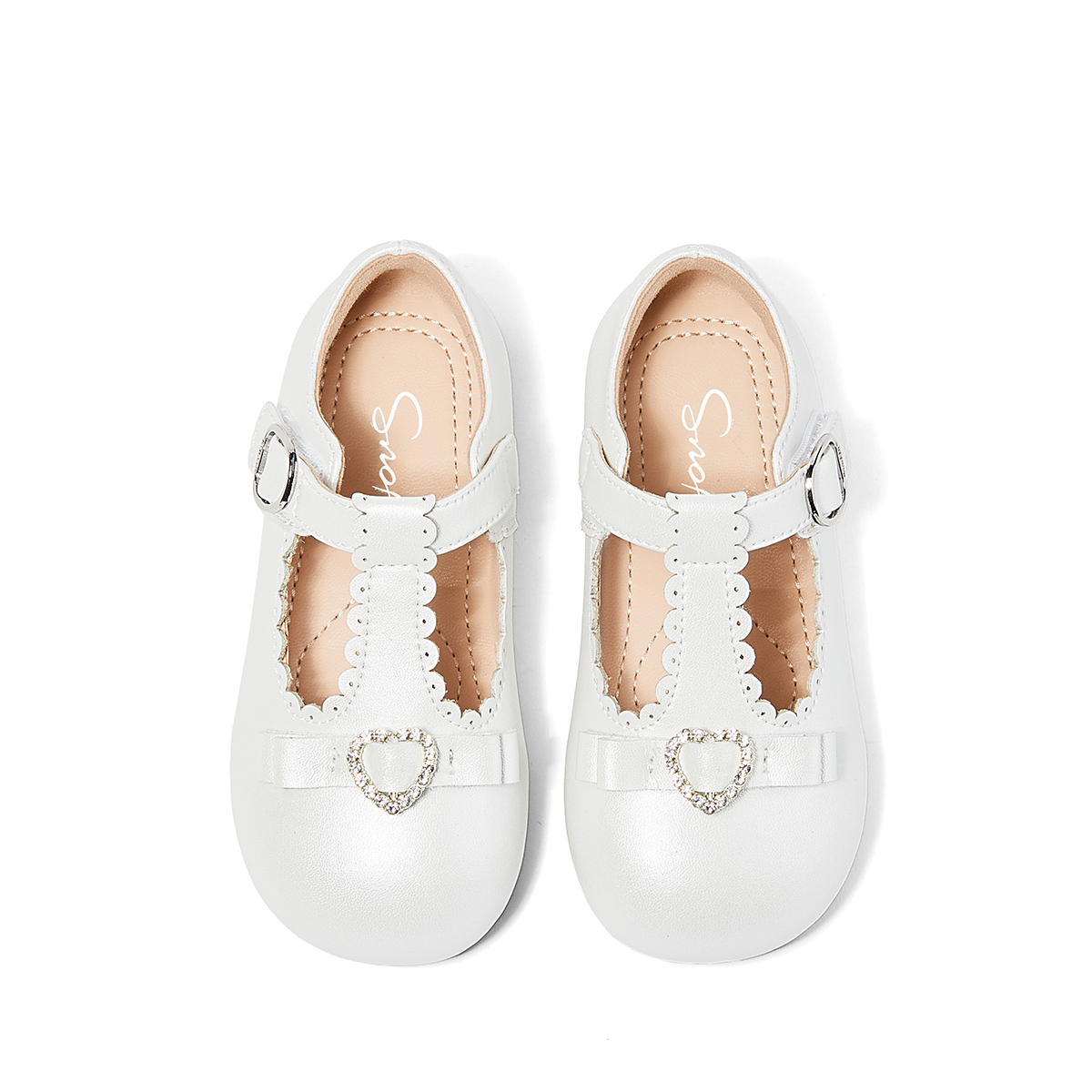 Детские кожаные туфли Princess Collection Breathable Balance для детей от 3 до 7 лет Snoffy, кремовый/белый — фото 3