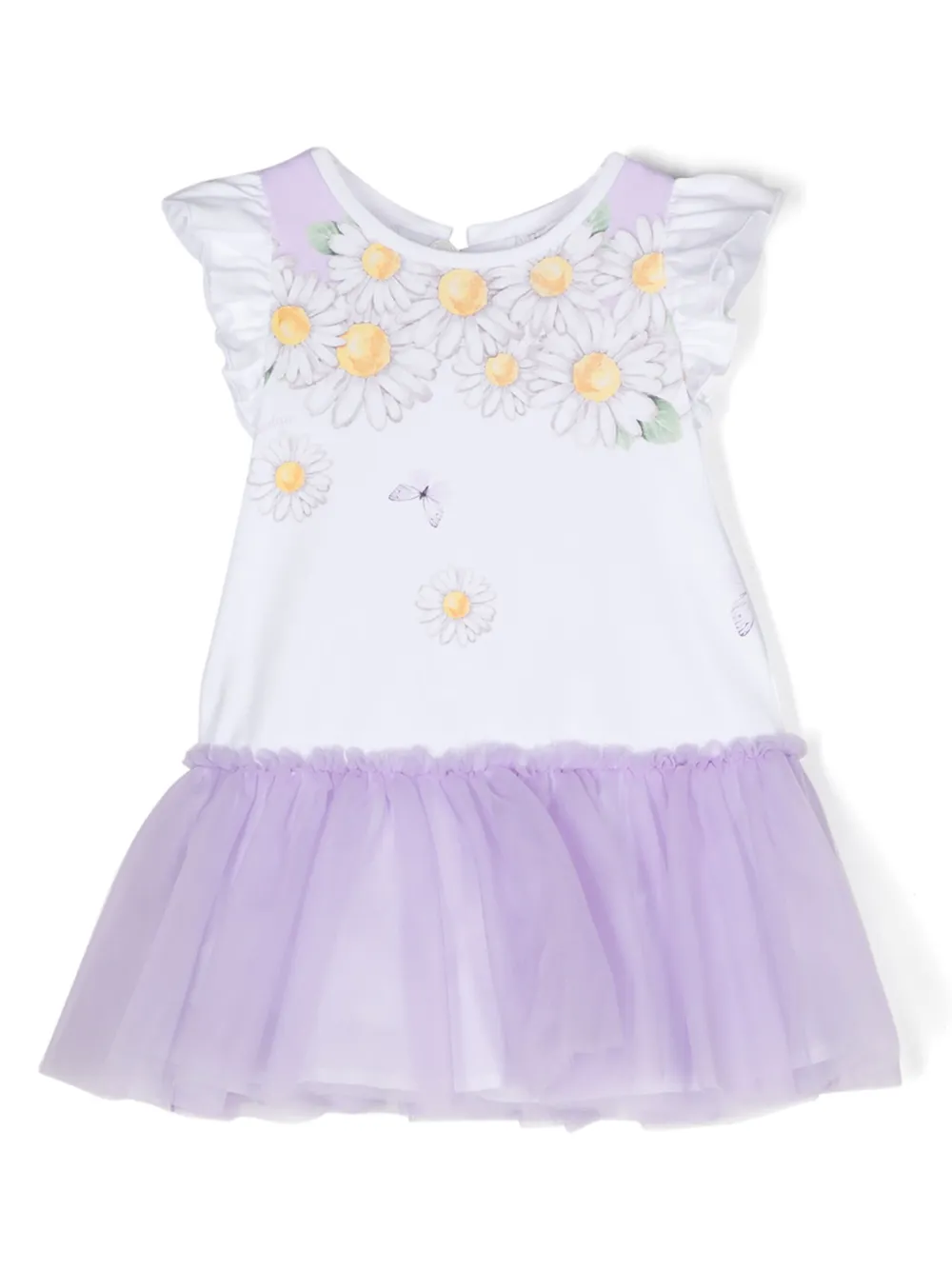 

Платье из тюля с цветочным принтом Monnalisa, белый