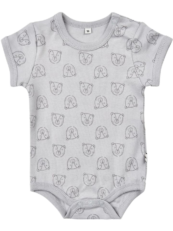 

Pippi Babywear Детский боди с короткими рукавами "Body SS AO-printed (4 шт.)" серого цвета