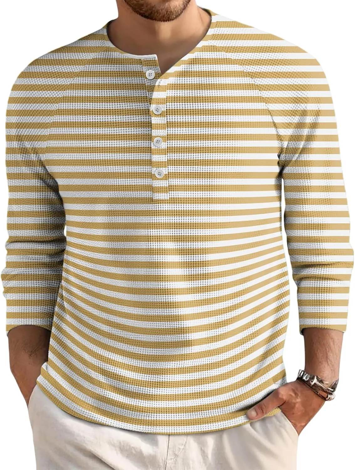 

Мужская футболка с длинным рукавом Casual Henley Button Top FQZWONG