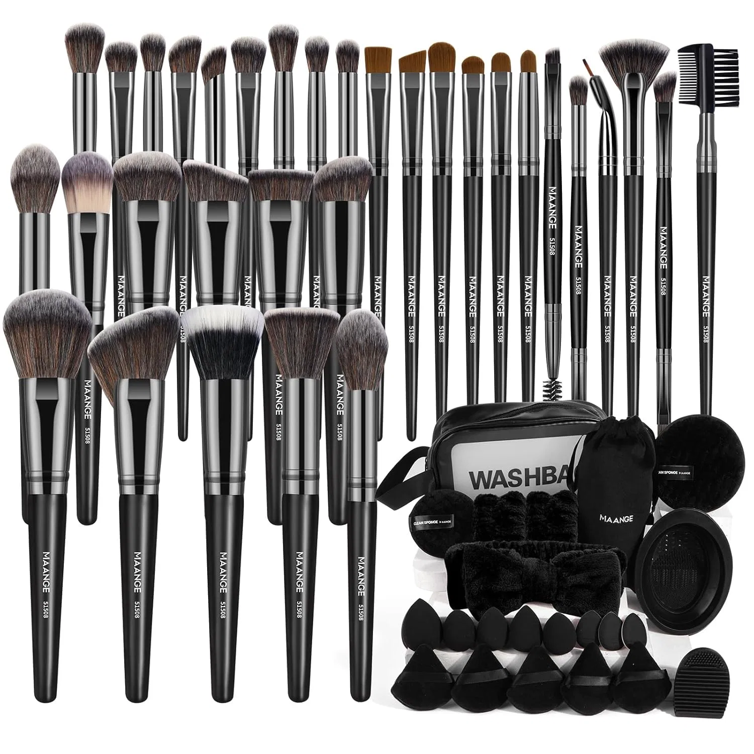 Набор кистей для макияжа MAANGE из 54 предметов Maange, Black