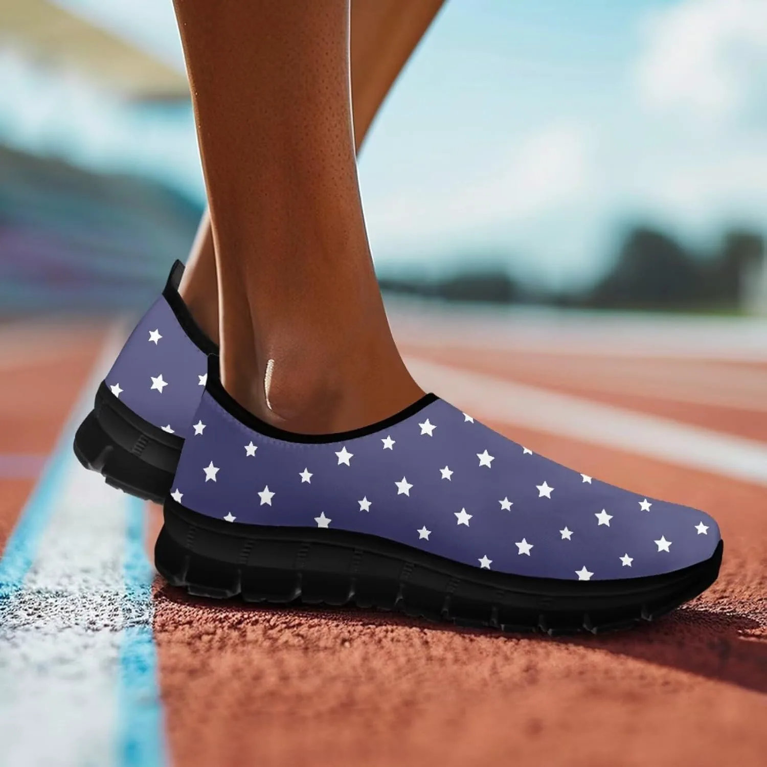 Женские кроссовки Howilath Slip on, дышащие повседневные лоферы для бега, удобная обувь без шнурков с противоскользящей подошвой, фиолетовый — фото 2
