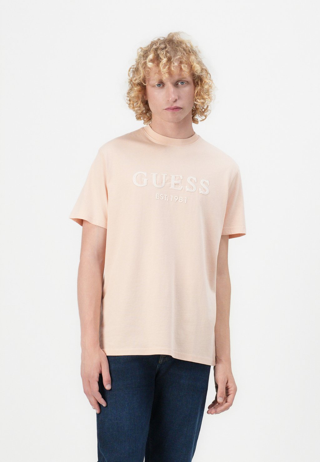 

Футболка с принтом BOX LOGO TEE Guess, фуксия