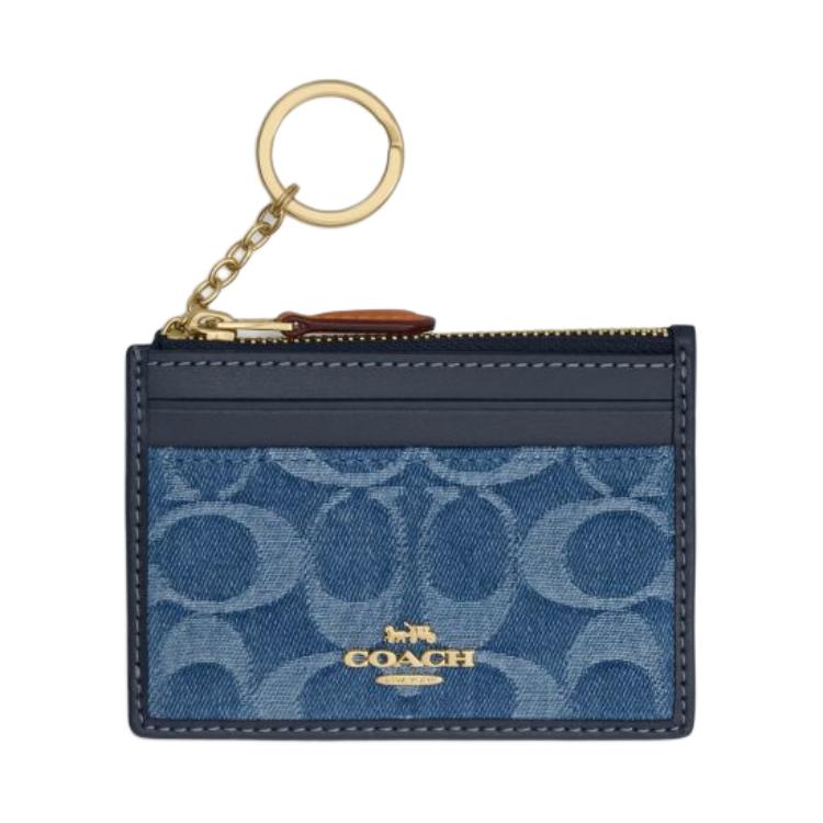 

COACH Мини-картхолдер из ткани, спилка и пластика, унисекс, цвет indigo