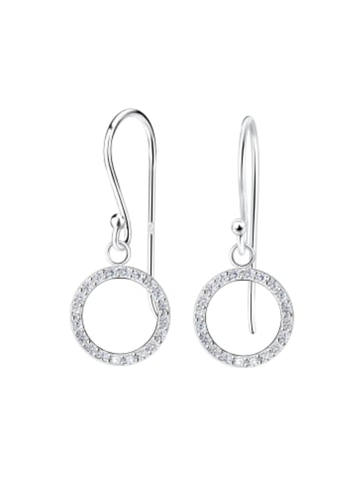 

Alexander York Серьги CIRCLE с цирконами в оправе из серебра 925 пробы, комплект из двух сережек