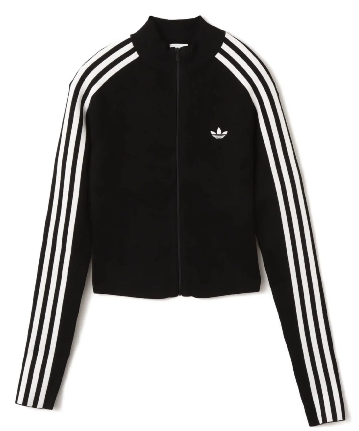Трек-топ из трикотажа adidas ADICOLOR 3 STRIPES SLIM KNIT, черный