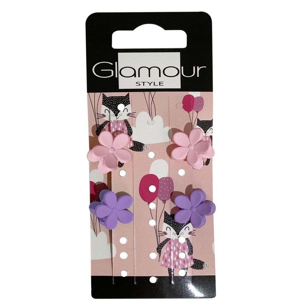 

Glamour, Детские Заколки для волос «Цветочки» 4 шт