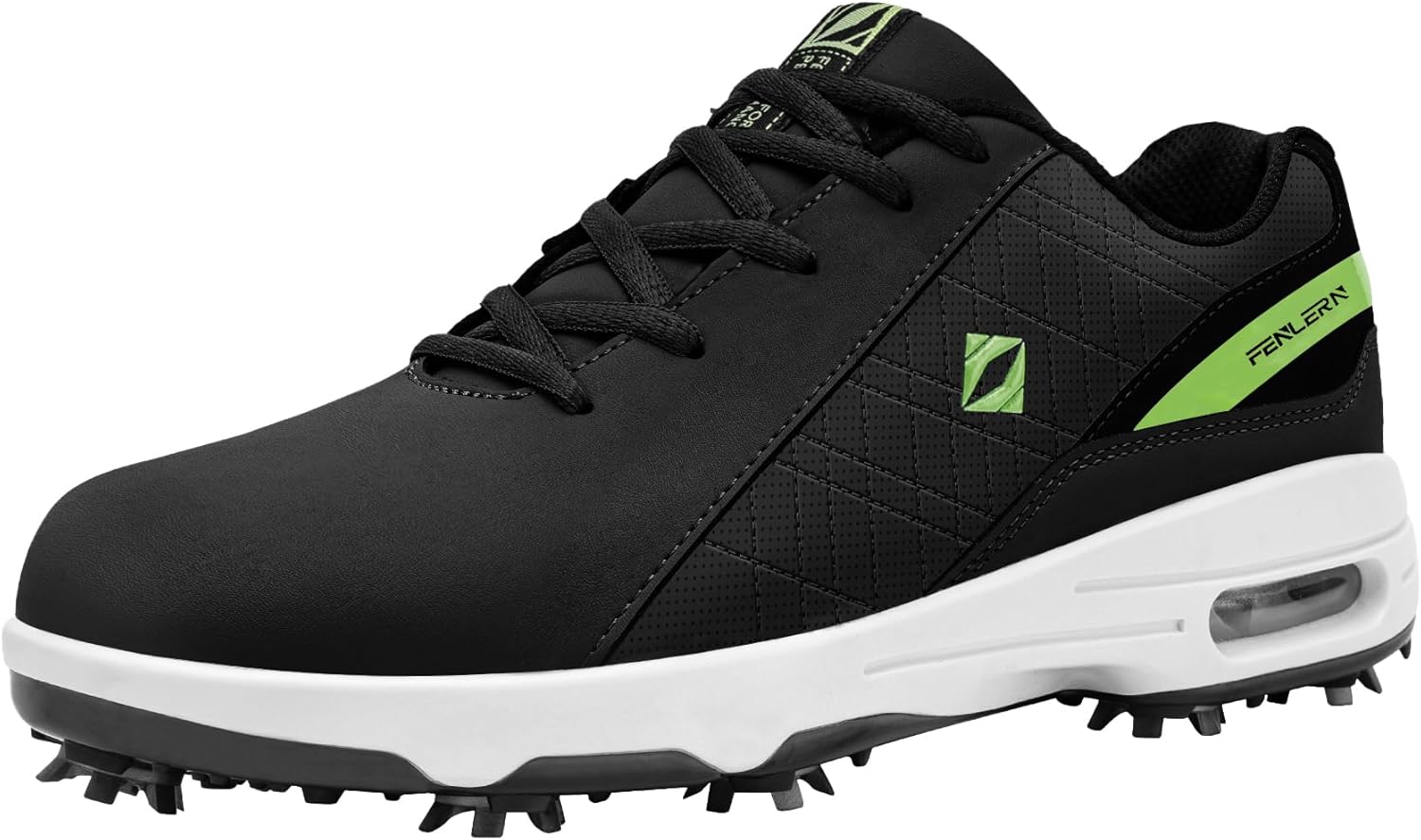 

Мужские гольф-кроссовки FENLERN, с шипами, водонепроницаемый кожаный верх, амортизация F006, черный/зеленый