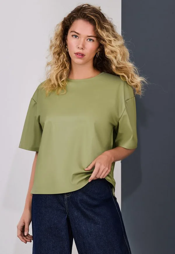 Блузка прямого кроя с коротким рукавом Next, Olive Green
