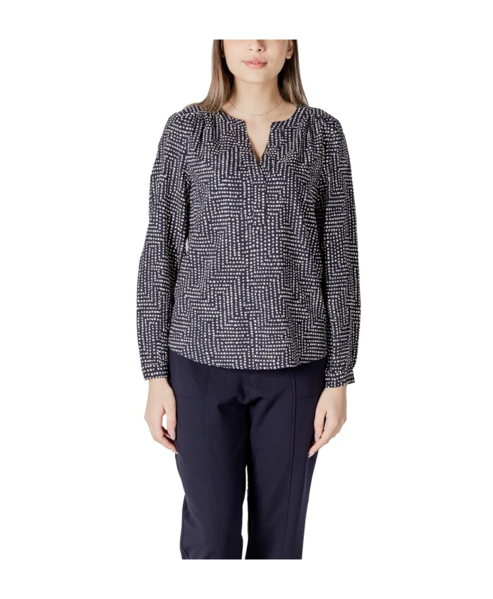 

Синяя вискозная блузка с длинными рукавами Street One, синий