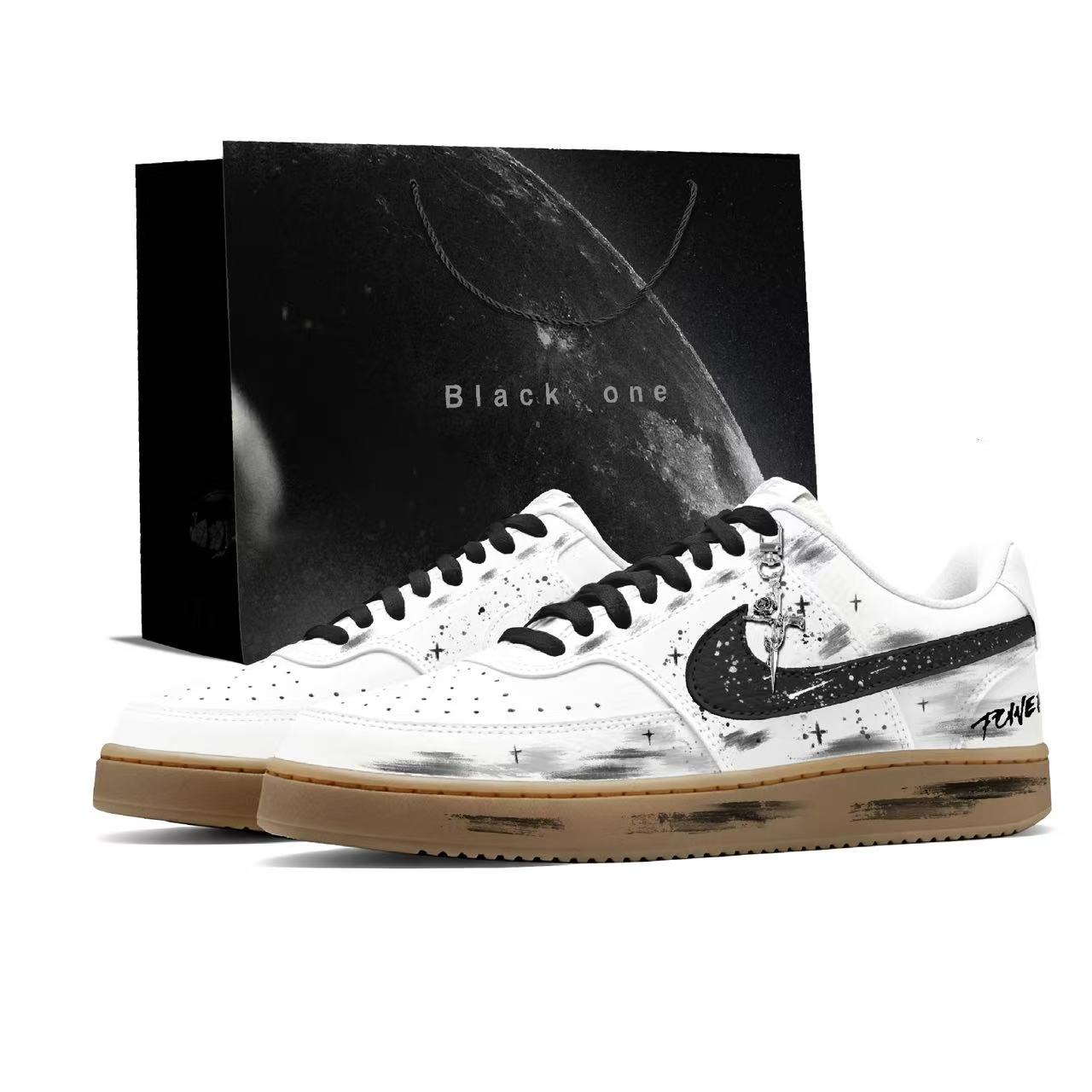 

Nike Court Vision 1 Gothic Radiance Slip Resistant Cushioning Low top Skateboard Shoes мужские черно-белые