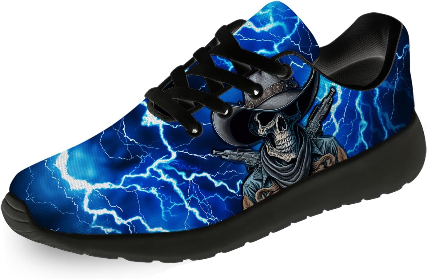 

Кроссовки Horethy Skull для мужчин и женщин, беговые кроссовки, легкие и удобные, для ходьбы и тенниса, подарок для мальчика и девочки, черный/синий