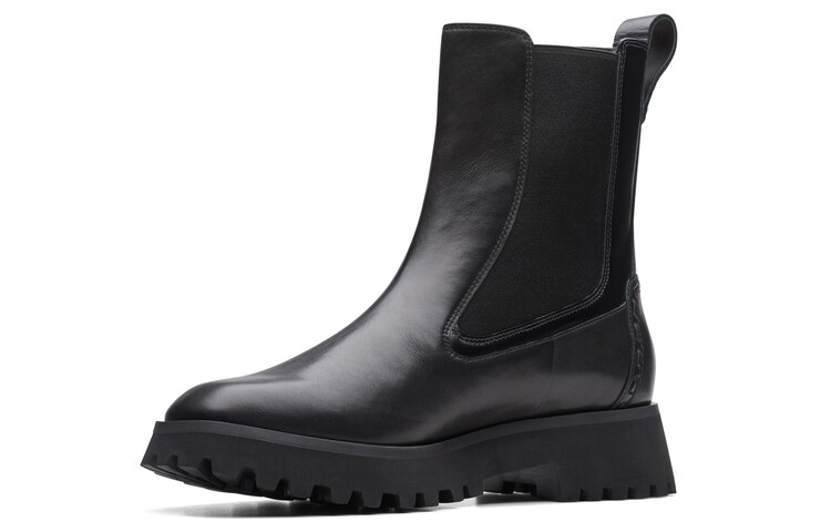 Ботинки женские Clarks высокие на каблуке, черный
