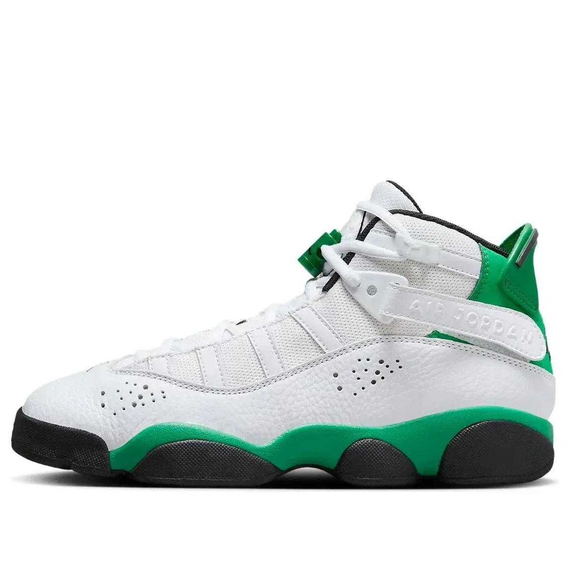 Детские баскетбольные кроссовки Air Jordan Rings GS - белые с зелеными вставками — фото 3