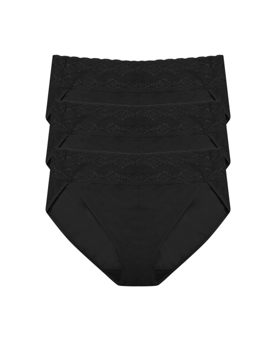 

Женский комплект из 3 трусиков-бикини Bliss Perfection French Natori, Black, Черный, Женский комплект из 3 трусиков-бикини Bliss Perfection French Natori, Black