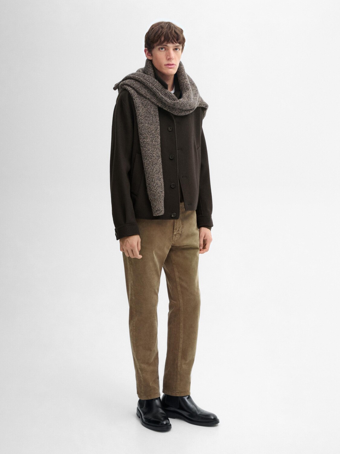 

Зауженные книзу вельветовые брюки Massimo Dutti, хаки