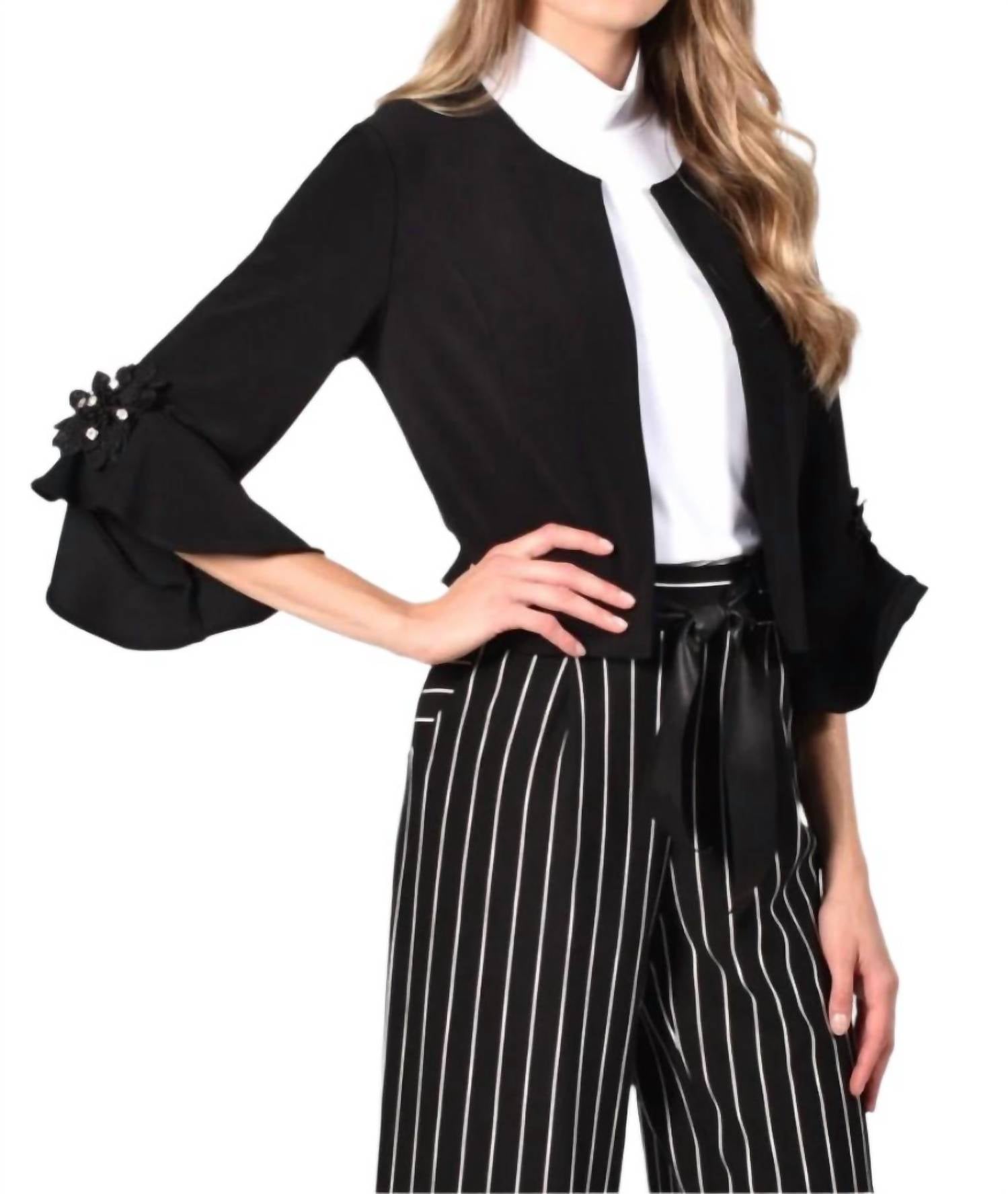 

Вязаный жакет с болеро в черном цвете Frank Lyman