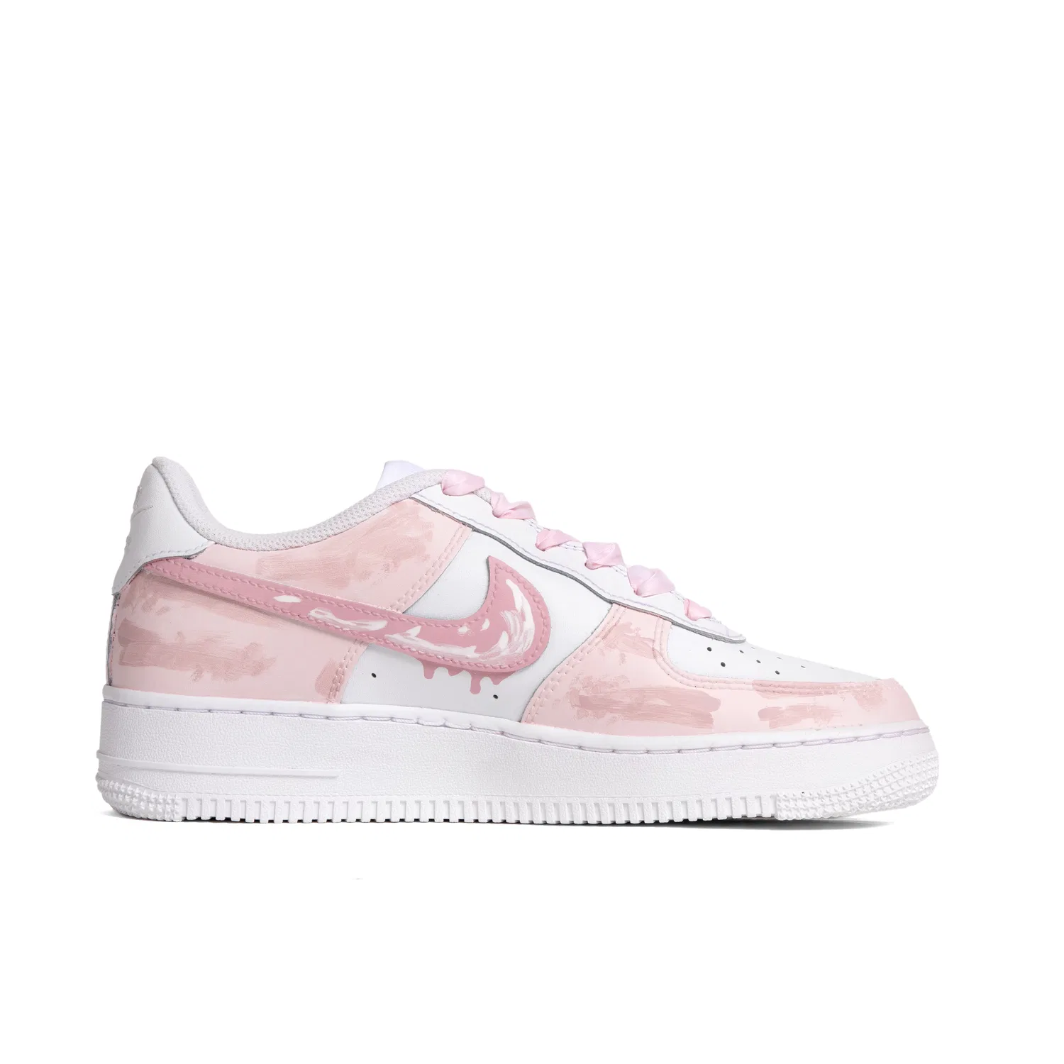 Кроссовки для скейтбординга Air Force Leather Low top Kids, унисекс Nike, White Pink — фото 3