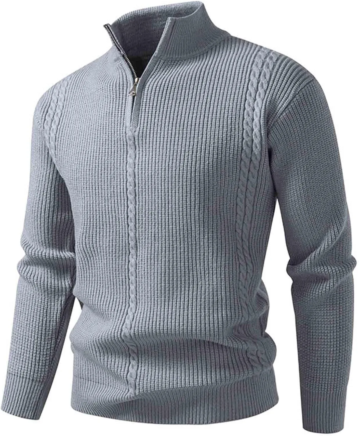 

Мужской пуловер с четвертью молнии Slim Fit, легкий, с длинными рукавами и воротником-стойкой QUNPIU