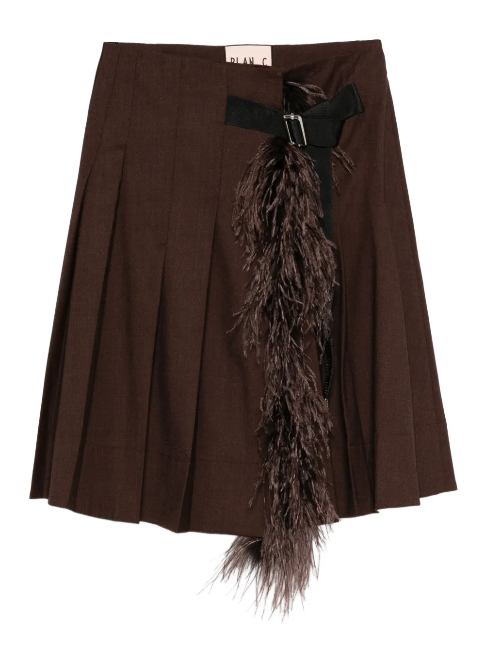 

Плиссированная юбка миди с перьями Plan C, коричневый