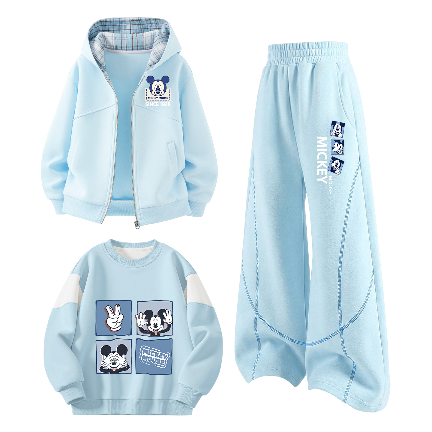 Детский спортивный комплект Casual из 3 предметов Disney, difang label k pudding синий+difang frame mickey mouse k белый heather серый+difang square block pudding синий — фото 3