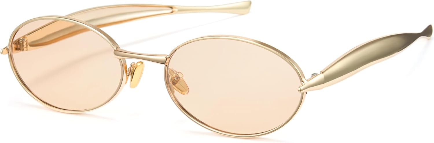 

Женские солнцезащитные очки Cyxus овальной формы, защита от УФ-излучения, модные женские очки с антибликовым покрытием, металлическая оправа, 02-gold Frame Beige Lens 1343