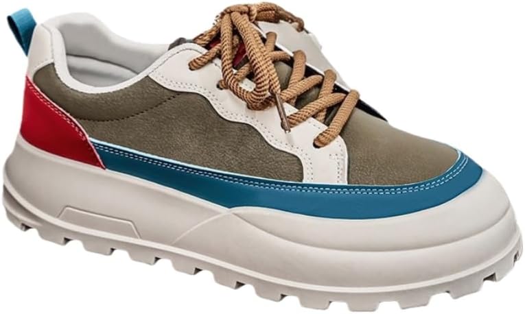 

Мужские кроссовки низкие с толстой подошвой, спортивного и повседневного стиля, с шнуровкой спереди, противоскользящей подошвой и комфортной мягкой подкладкой Clolinde, синий/зеленый