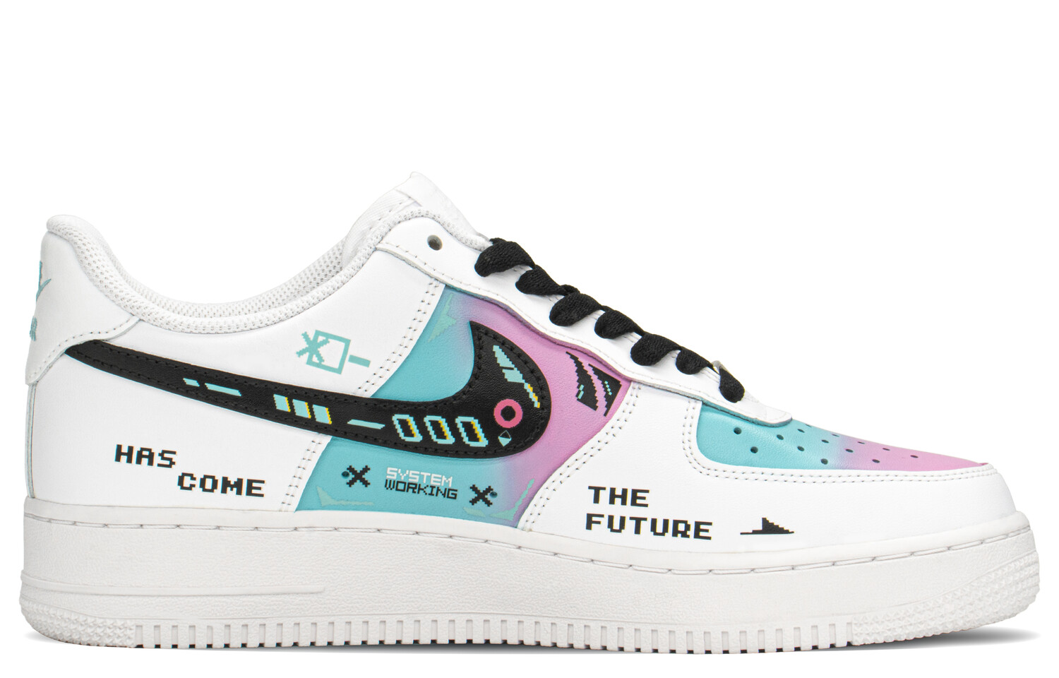 

Кроссовки Nike Air Force 1 Skateboard Shoes Men Low-Top Black, White, Blue/Pink